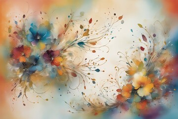 abstract watercolor background with flowers : Generative AI