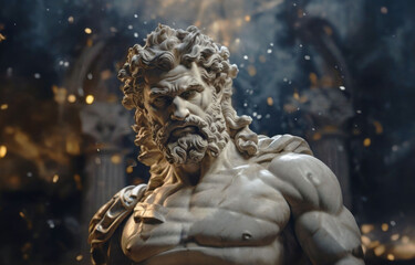 Fototapeta premium Stoicism concept, sculpture of a stoic, representing philosophy, ancient greek god statue. Antique sculpture