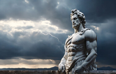 Stoicism concept, sculpture of a stoic, representing philosophy, ancient greek god statue. Antique sculpture