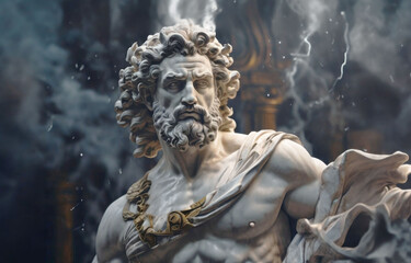 Fototapeta premium Stoicism concept, sculpture of a stoic, representing philosophy, ancient greek god statue. Antique sculpture