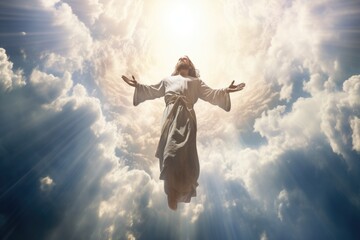 Resurrected Jesus ascends to heaven, Second Coming.