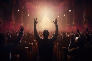 Christian worship with raised hands - obrazy, fototapety, plakaty