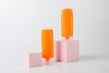 Blank cosmetic and shampoo bottle isolated on white background