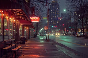 Fototapeta na wymiar Downtown Atlanta at twilight. Generative Ai.
