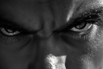 Naklejka premium Intense Glare of a Man in Black and White