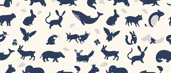 Colorful seamless pattern with various animals