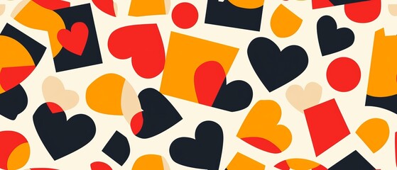 Seamless red pattern with hearts
