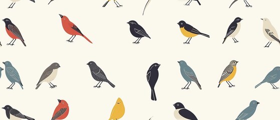 Fototapeta premium Seamless pattern with pastel colored birds