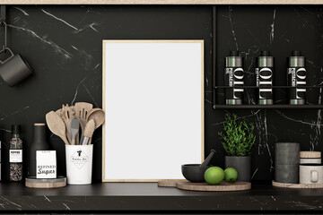 Kitchen frame mockup, interior mockup, room mockup, kitchen mockup