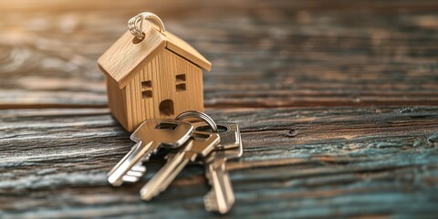 Key with keychain , Buy new home concept