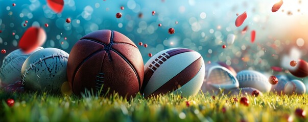 sport equipment and balls background