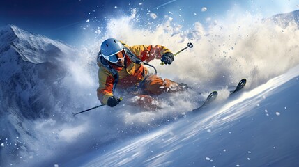 Extreme sport background ski, winter sport