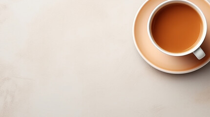 Composition with a cup of tea on a light background