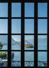 View of Lago Maggiore Lake and Borromean islands - from the Palazzo of Isola Bella, Italy - 718800493