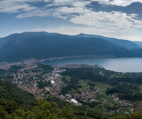 Panoramic view of Lake Orta, Italy - 718802475