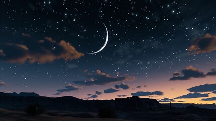 Naklejka premium Night view of Arabian city on Ramadan