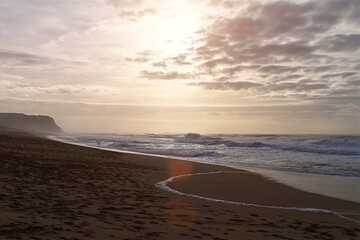 Sunset on the beach of the Atlantic ocean