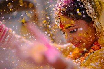 Holi traditional dances and rituals during the holi festival. - obrazy, fototapety, plakaty