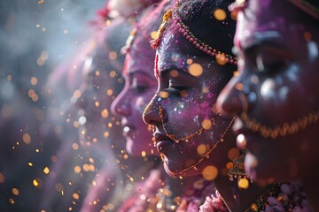 Holi traditional dances and rituals during the holi festival. - obrazy, fototapety, plakaty