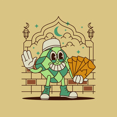 Sharing Greeting Cards on Eid Mubarak With Ketupat Mascot