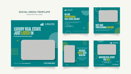 Social media template banner house architecture service promotion. real estate agency. fully editable instagram and facebook square post frame puzzle organic sale poster