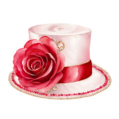 wedding rings and roses on hat clipart isolated on white