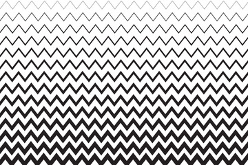 Fototapeta premium Horizontal zigzag lines of different thicknesses. Background with black and white zig zag pattern. Parallel serrated stripes texture. Minimalistic graphic print. Vector illustration