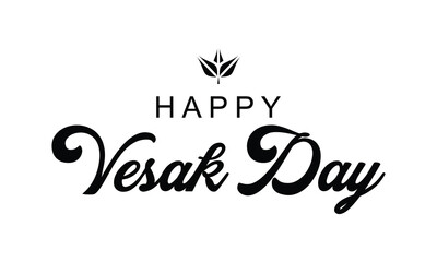 Happy vesak day typography text lettering buddha purnima vector illustration