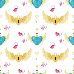 romantic magic  seamless pattern. digital pic. Bright festive illustration. Gold elements. Perfect for greeting card, fabric, scrapbook, posters, invitations and other design