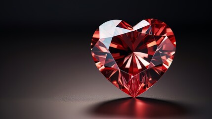 Fototapeta premium red heart shaped diamond on red background empty space 
