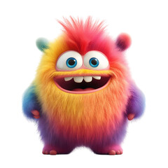 Isolated 3d cartoon funny monster a white background. stuffed friendly cute monster beats. A parody, a caricature. 3d cartoon colorful character.