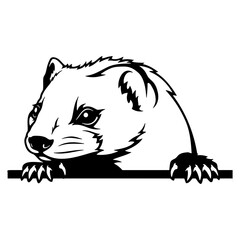 Peeking Marten Stencil - Peeking Animal Cut file, Funny Animal Stencil