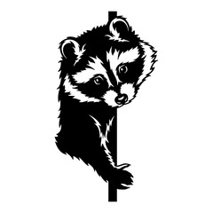 Peeking Raccoon Stencil - Peeking Animal Cut file, Funny Animal Stencil