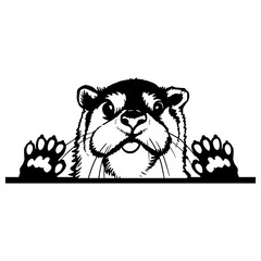 Peeking Otter Stencil - Peeking Animal Cut file, Funny Animal Stencil