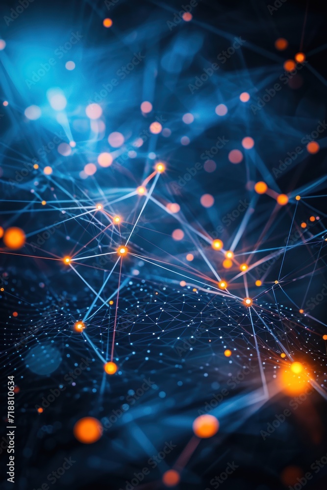 Poster abstract technology background. network connection structure with dots and lines.