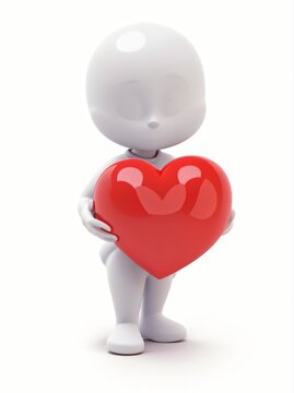 3d small people with a heart. 3d image. Isolated white background