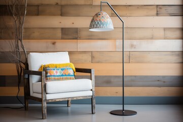 floor lamp beside a cozy reading nook chair