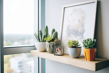 succulent display on a modern apartment ledge
