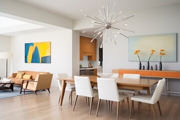 sputnik chandelier in a modern dining room - obrazy, fototapety, plakaty