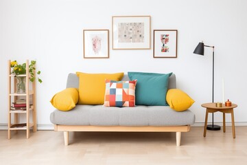 compact convertible sofa bed in a small apartment