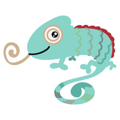 Fototapeta premium chameleon Illustration of cute animal cartoon characters in the forest