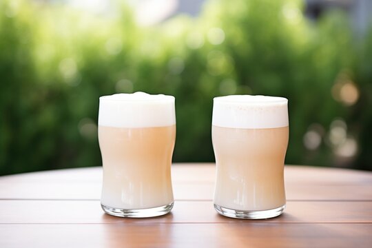 cream ale in a nonic glass, pale straw hue, whipped cream on the side