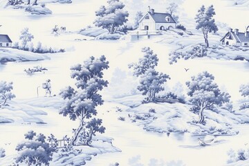 toile de jouy seamless pattern. classic french art texture