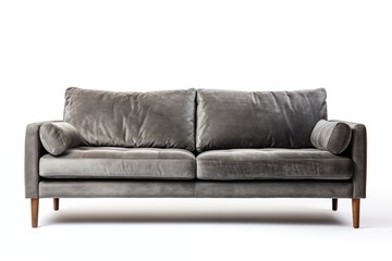 Gray velvet contemporary sofa furniture on white background