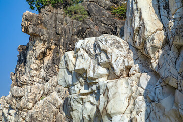 Jabalpur, Madhya Pradesh/India : October 24, 2018 – Dhuandhar waterfall in Narmada river at Bhedaghat, Jabalpur.