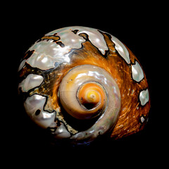 South African Turban Shell on a black background