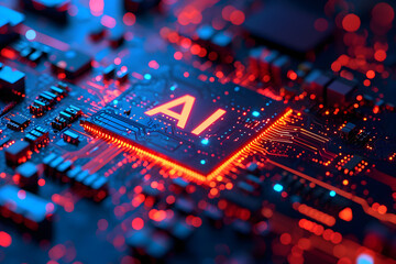 Fototapeta premium AI Electronic Tree Lights Circuit Board Technology Macro Closeup