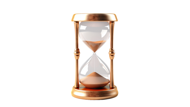 Hourglass on white background, sandglass 3d rendering