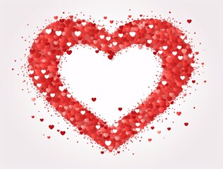 valentine's day template with frame of red heart sprinkles on transparent background