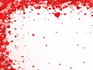 Fototapeta na wymiar valentine's day template with frame of red heart sprinkles on transparent background